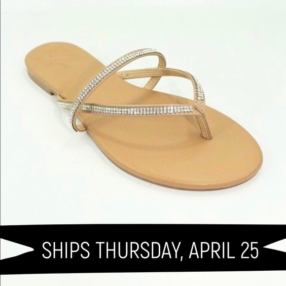 ‼️PRICE IS FIRM‼️nude rhinestone bling sandals - Picture 3 of 5